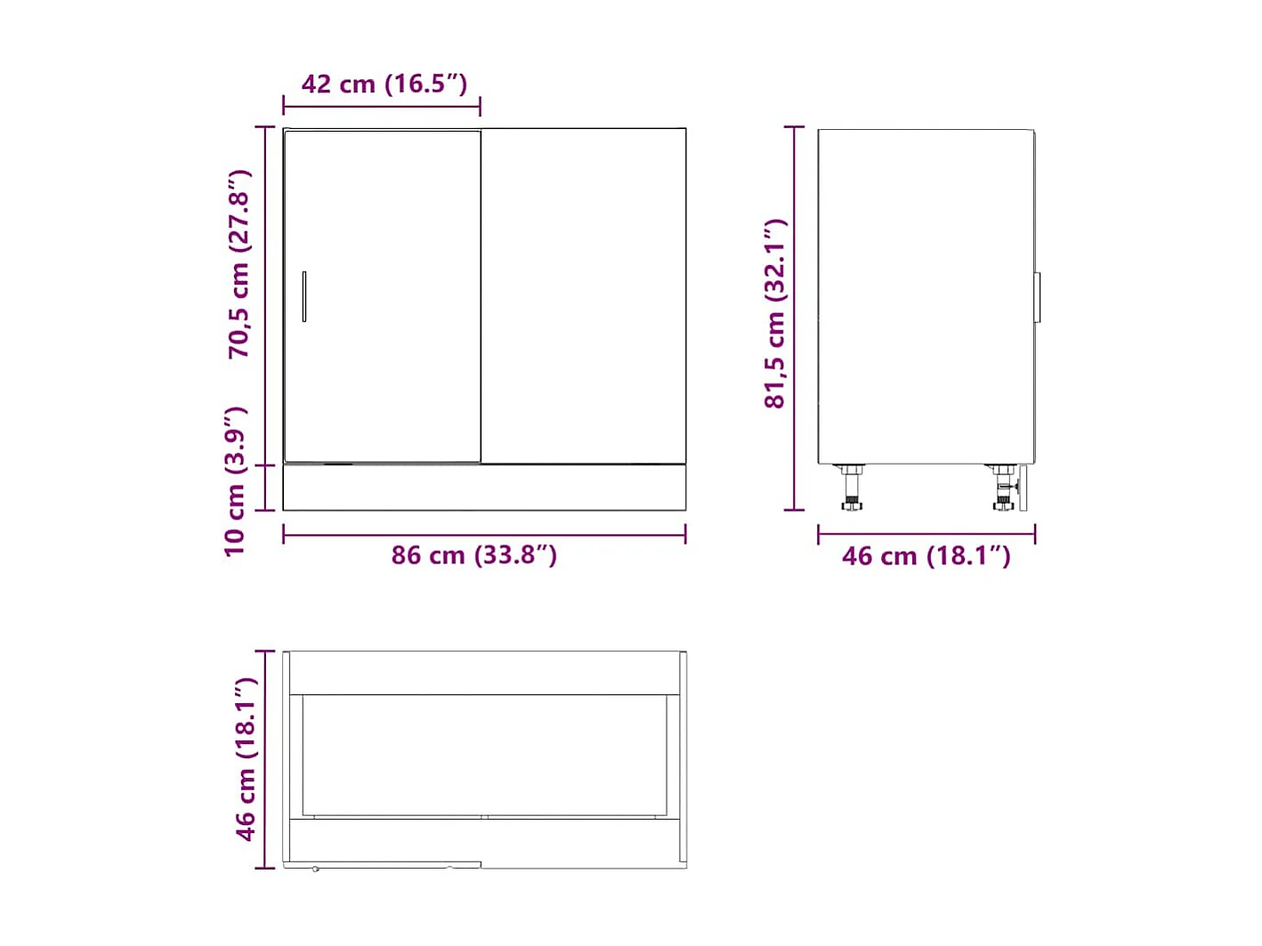 Onderkast Lyon bewerkt hout oud houtkleurig