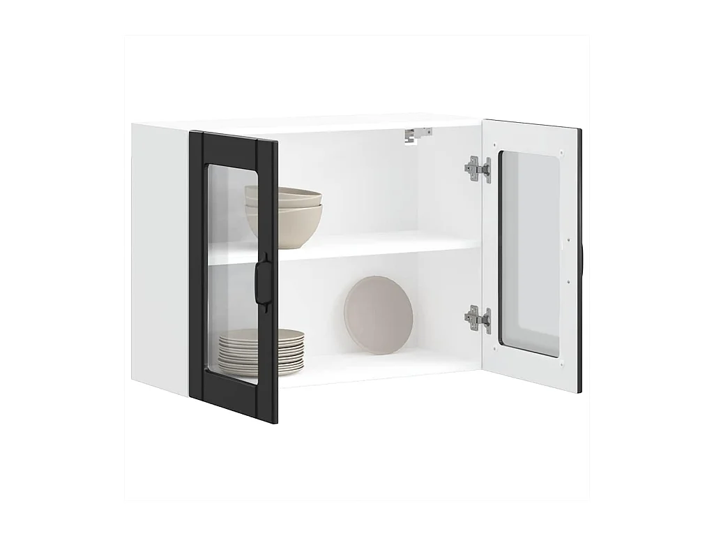 Küchen-Hängeschrank mit Glastür Lucca Schwarz Holzwerkstoff