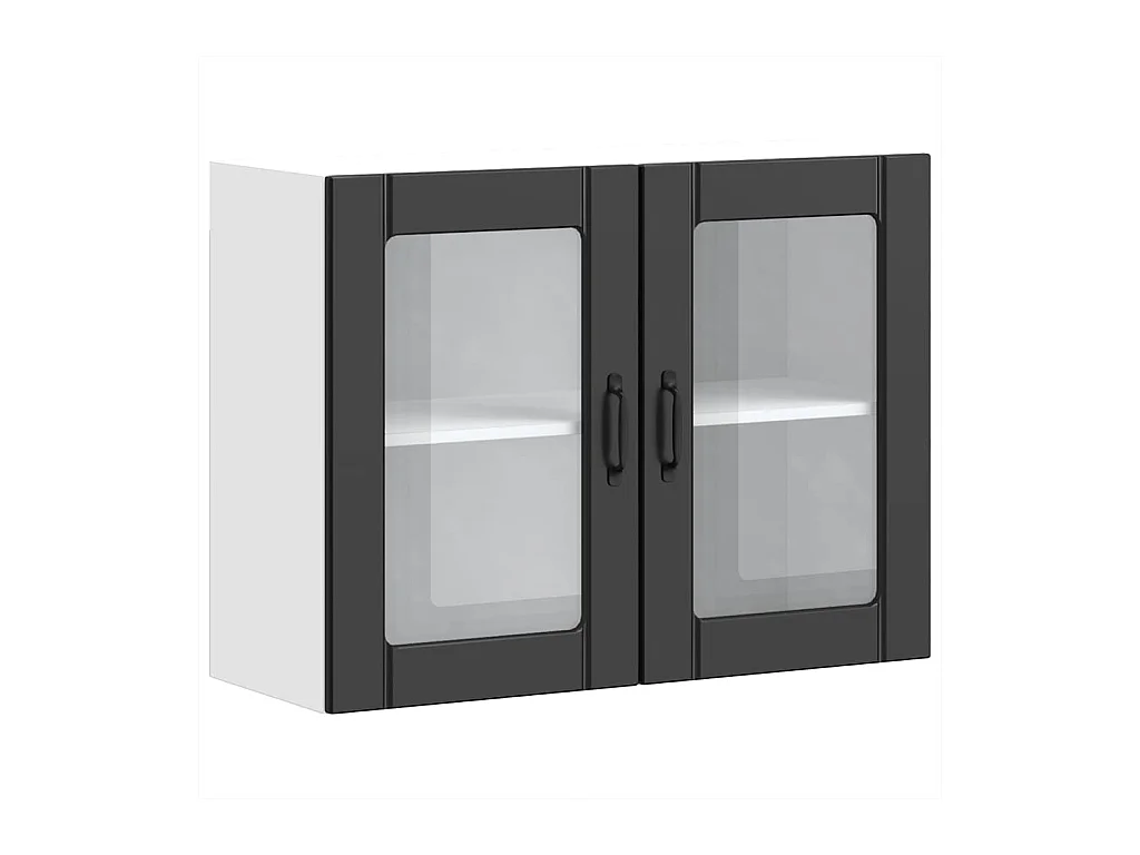 Küchen-Hängeschrank mit Glastür Lucca Schwarz Holzwerkstoff