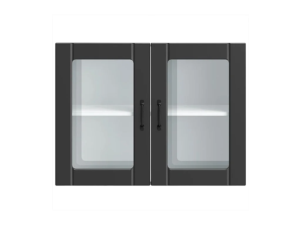 Küchen-Hängeschrank mit Glastür Lucca Schwarz Holzwerkstoff