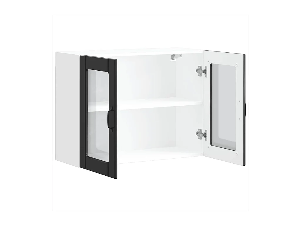 Küchen-Hängeschrank mit Glastür Lucca Schwarz Holzwerkstoff