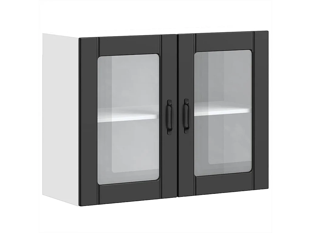 Armoire murale de cuisine avec porte en verre Lucca noir