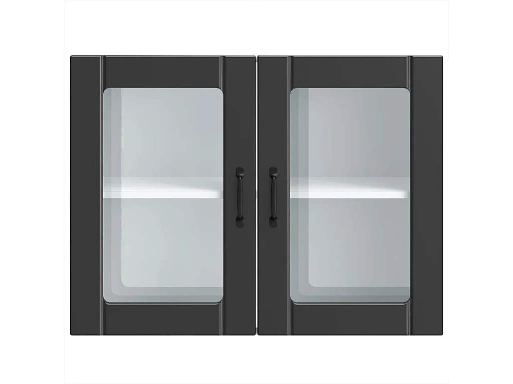 Armoire murale de cuisine avec porte en verre Lucca noir