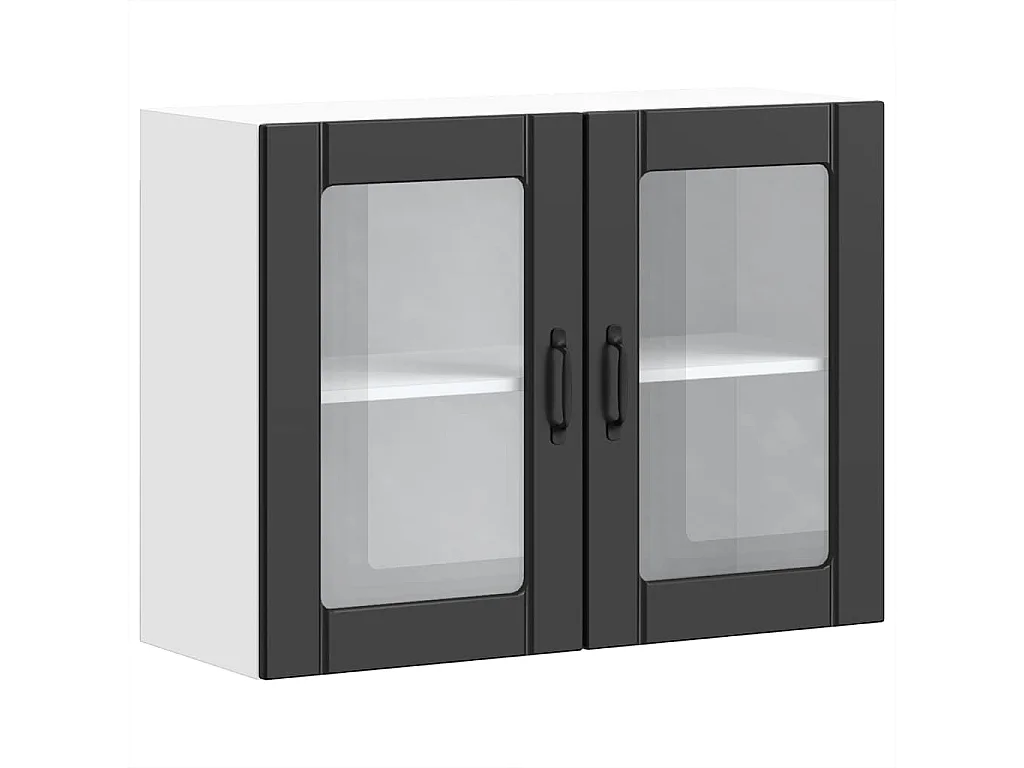 Armoire murale de cuisine avec porte en verre Lucca noir