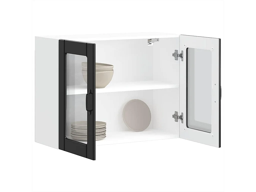 Armoire murale de cuisine avec porte en verre Lucca noir