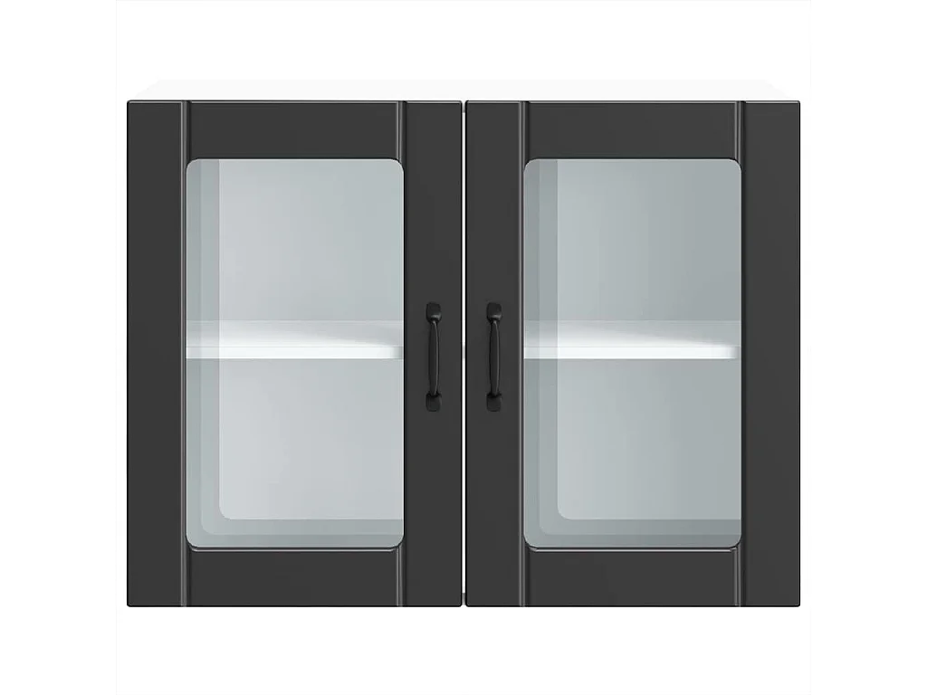 Küchen-Hängeschrank mit Glastür Lucca Schwarz Holzwerkstoff