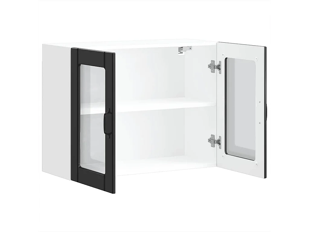 Küchen-Hängeschrank mit Glastür Lucca Schwarz Holzwerkstoff