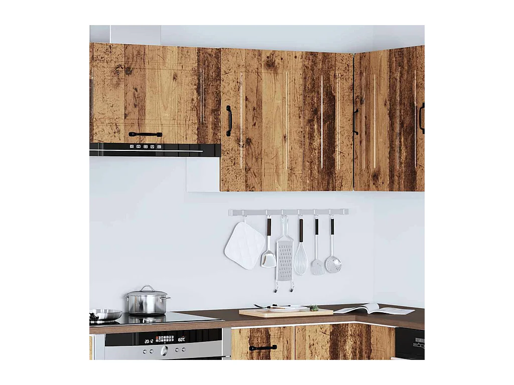Keukenwandkast Kalmar bewerkt hout oud houtkleurig