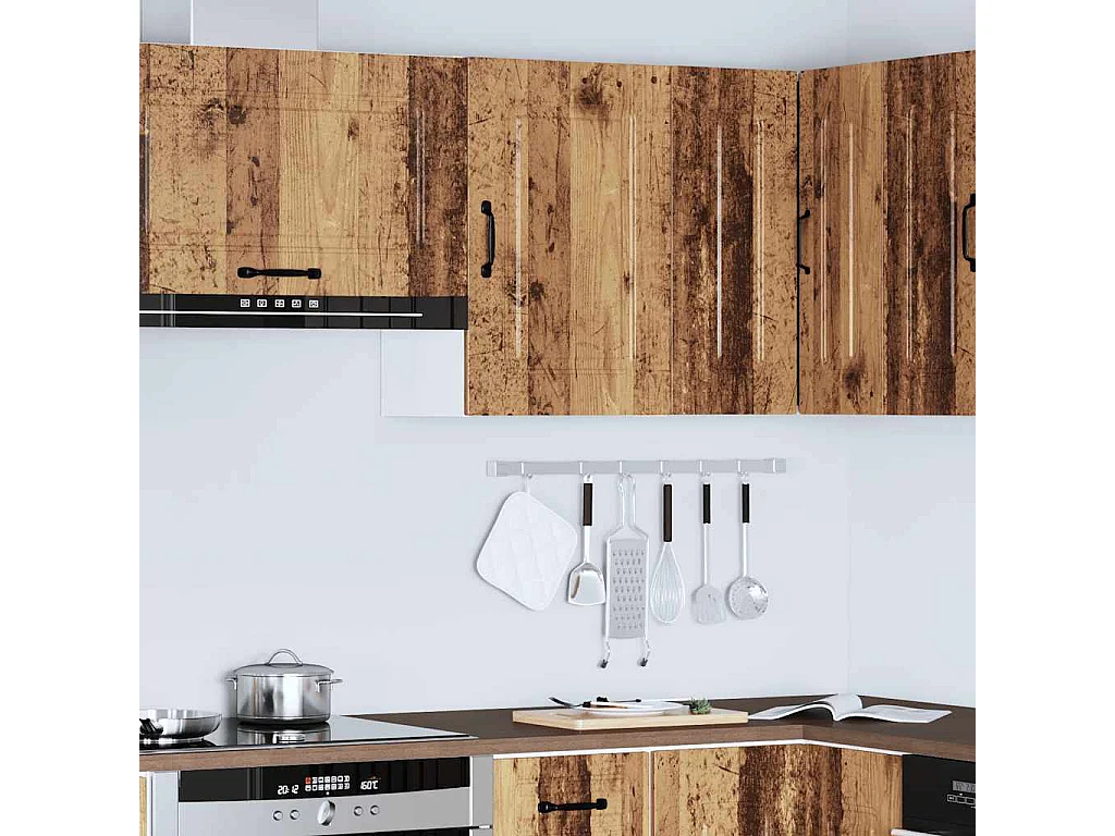 Armoire murale de cuisine Kalmar vieux bois bois d'ingénierie