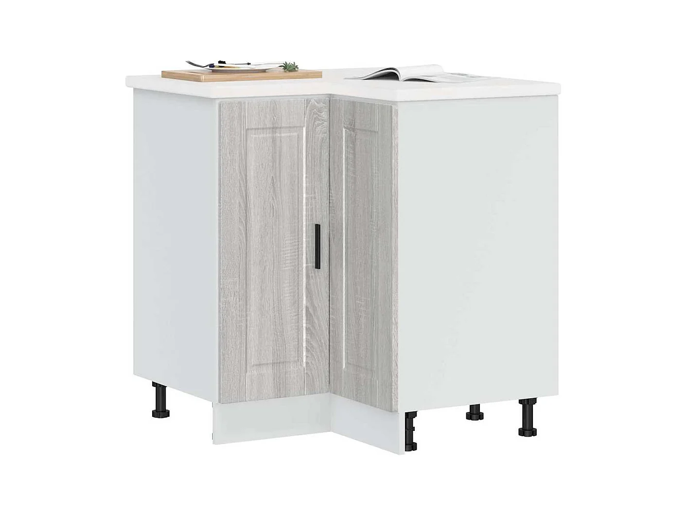 Armário base canto cozinha Porto deriv. madeira cinzento sonoma