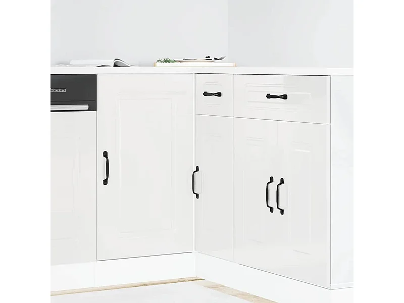 Mobiletto da cucina "Kalmar" Bianco lucido in legno ingegnerizzato