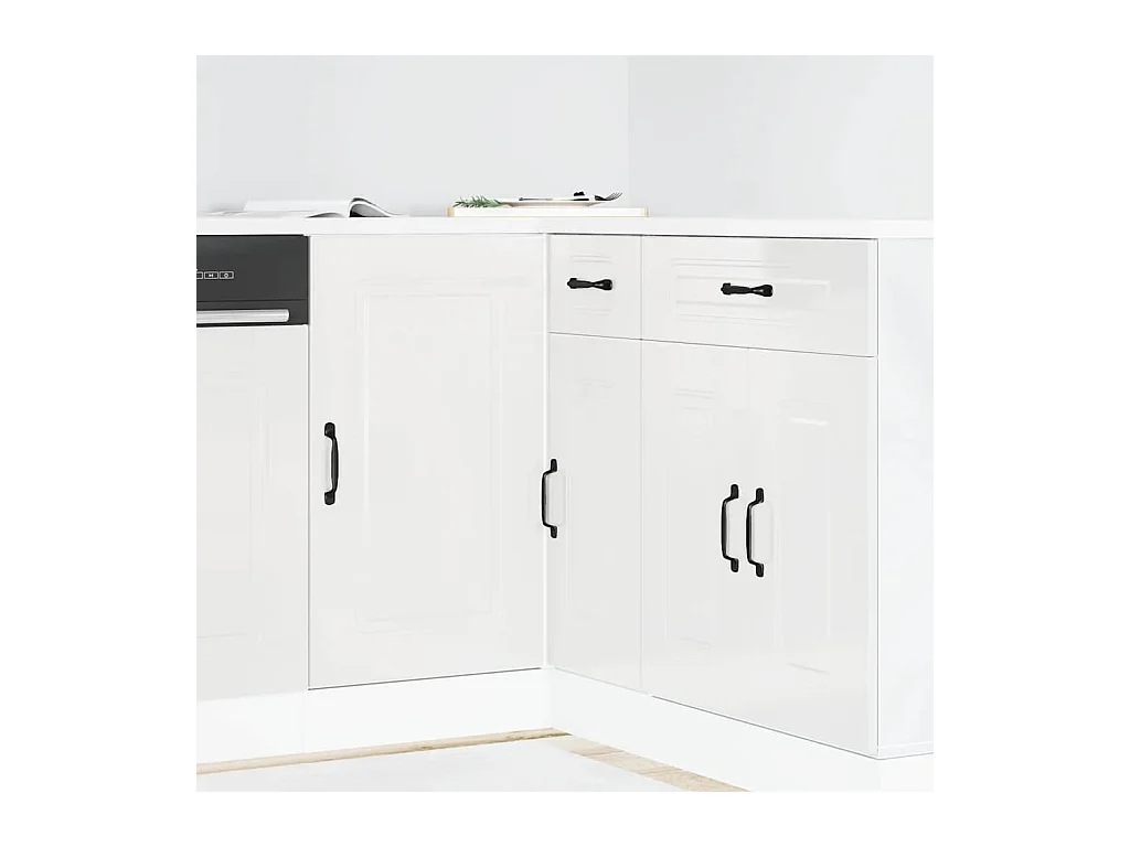 Meuble bas de cuisine « Kalmar » Bois d'ingénierie blanc brillant