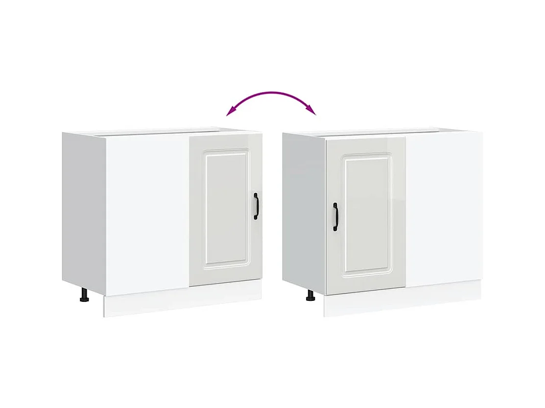 Meuble bas de cuisine « Kalmar » Bois d'ingénierie blanc brillant