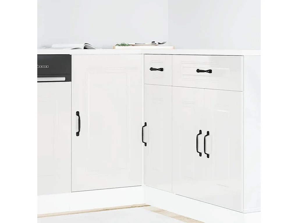 Onderkast "Kalmar" Hoogglans Wit Bewerkt Hout