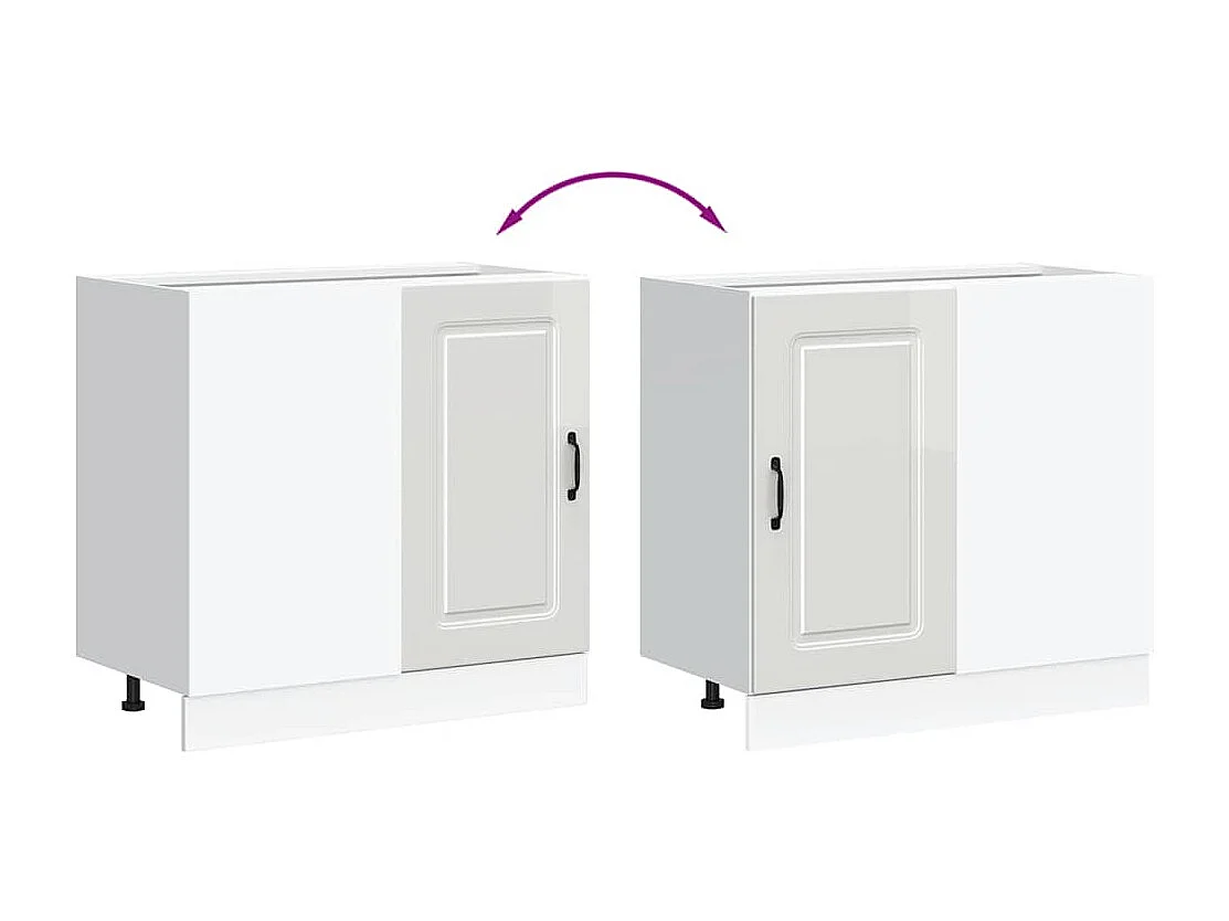 Onderkast "Kalmar" Hoogglans Wit Bewerkt Hout