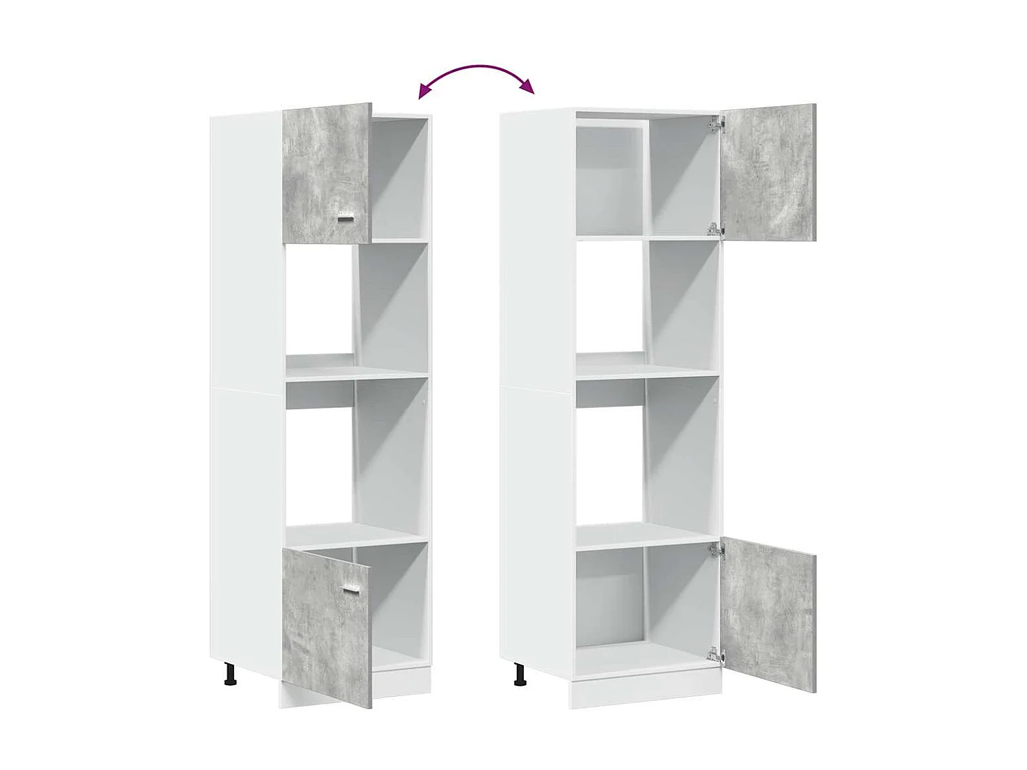 Meuble micro-ondes "Lyon" Gris béton 60 x 57 x 207 cm Bois d'ingénierie