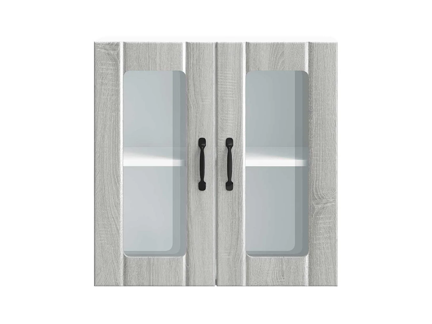 Keukenwandkast met glazen deur bewerkt hout grijs sonoma eiken