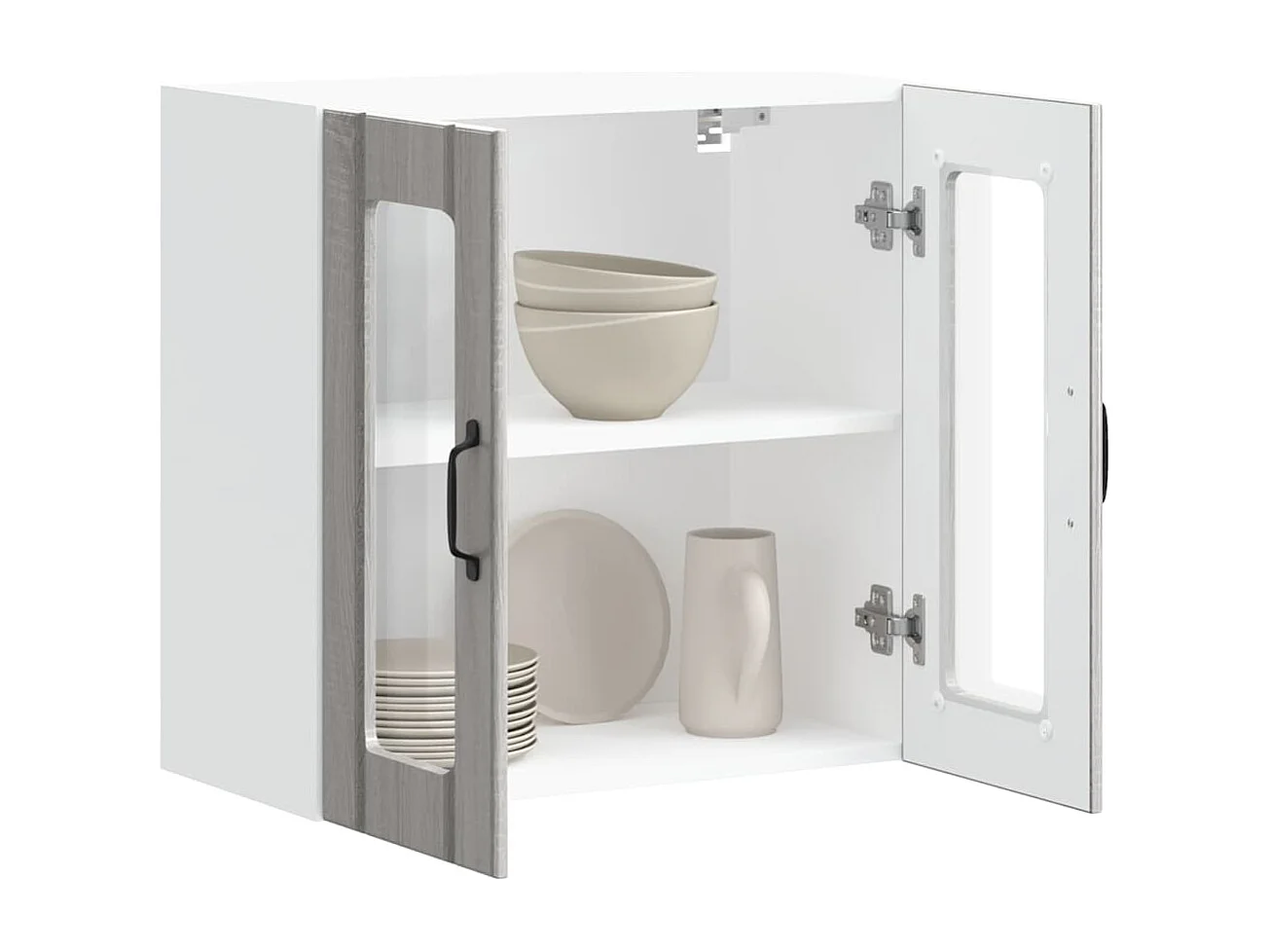 Armoire murale de cuisine et porte en verre Lucca sonoma gris