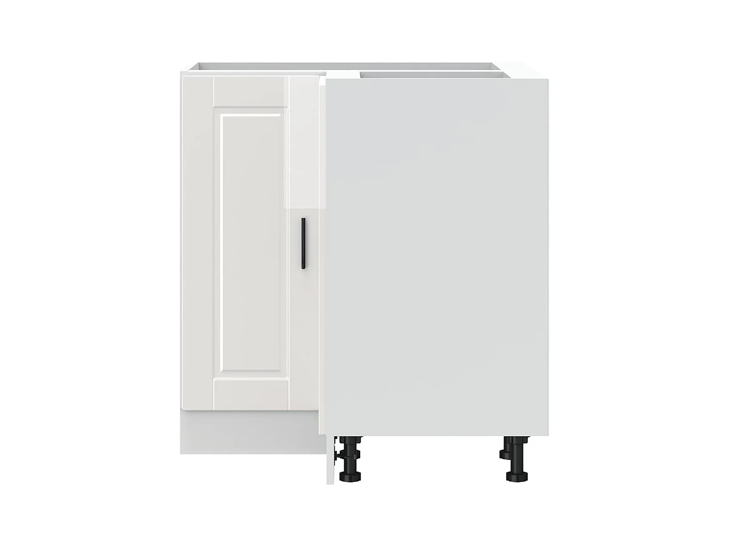 Armoire d'angle de cuisine Porto blanc brillant bois ingénierie