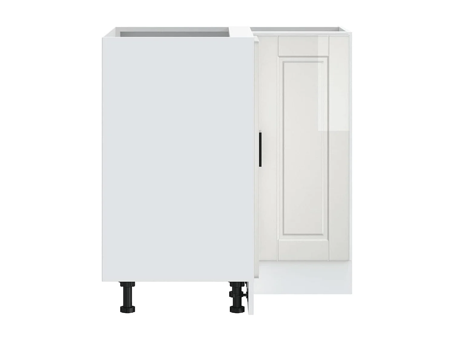 Armoire d'angle de cuisine Porto blanc brillant bois ingénierie