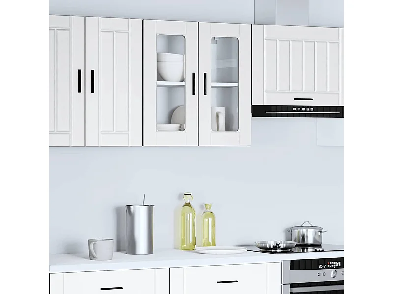 Armoire murale de cuisine avec porte en verre Porto blanc