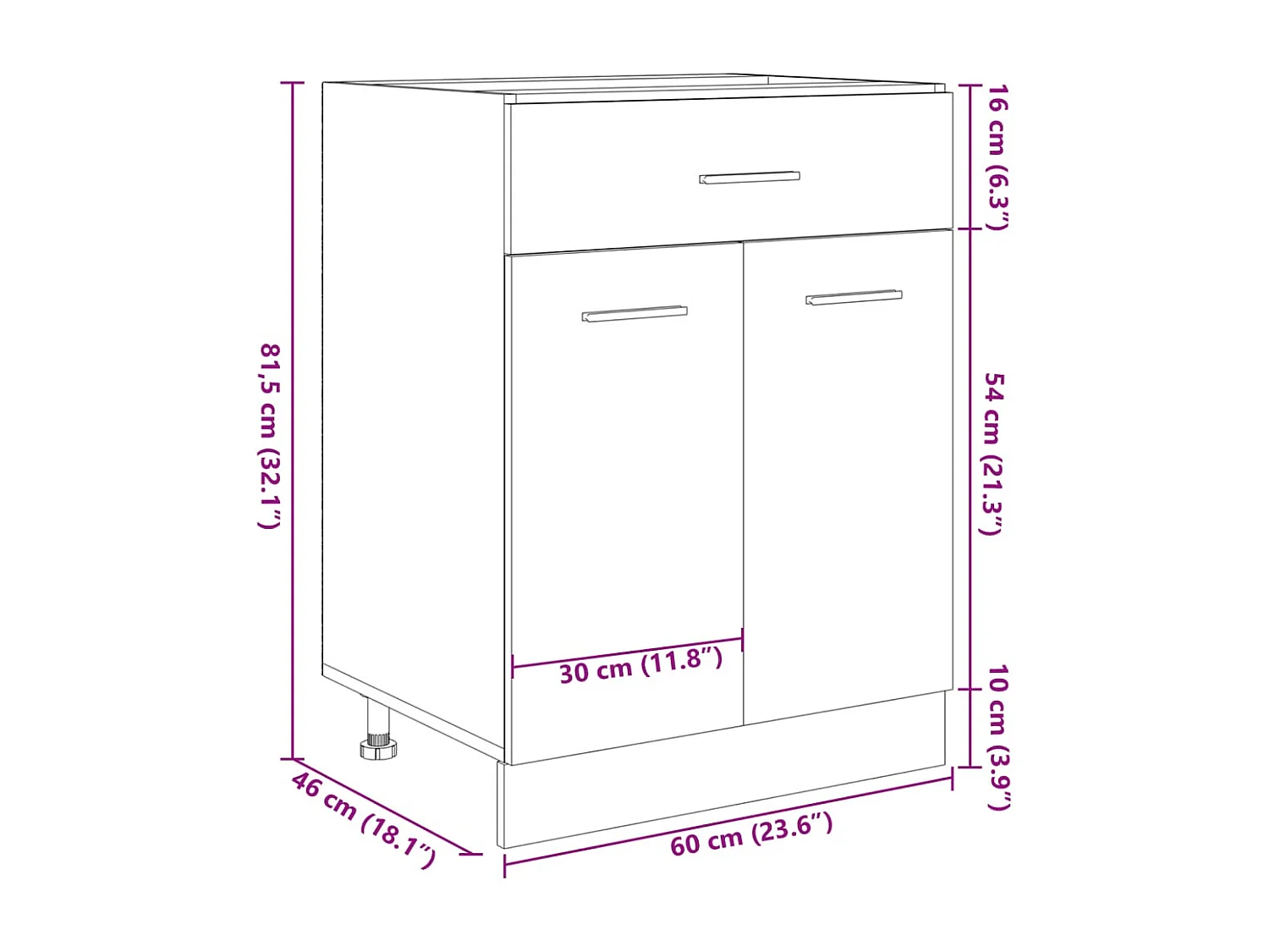 Armoire à tiroirs "Lyon" Chêne Sonoma 60 x 46 x 81,5 cm Bois d'ingénierie