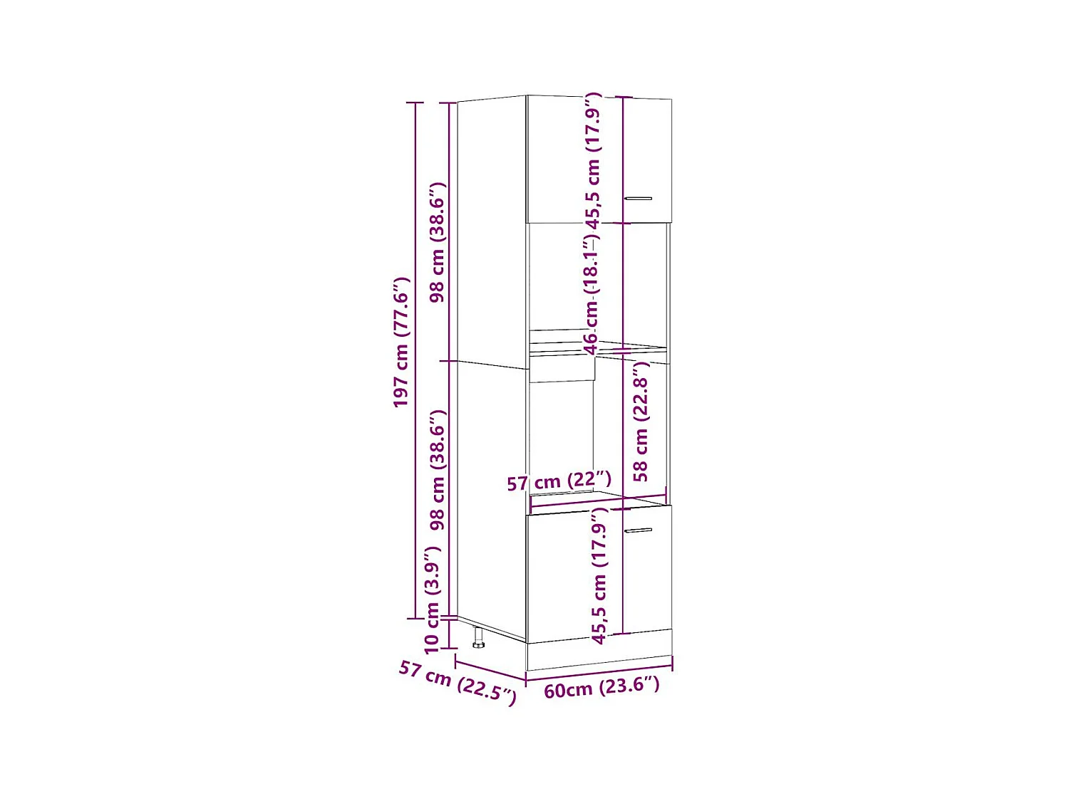 Meuble à micro-ondes "Lyon" Bois ancien 60 x 57 x 207 cm Bois d'ingénierie