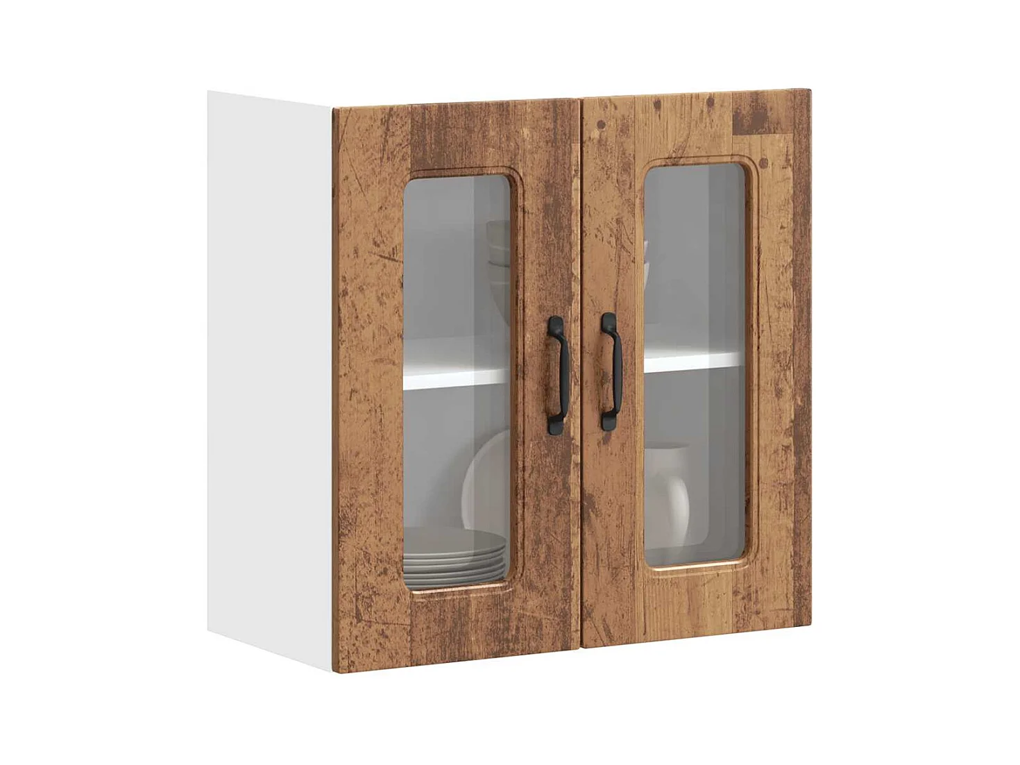 Armoire murale de cuisine avec porte vitrée "Kalmar" Bois d'ingénierie ancien