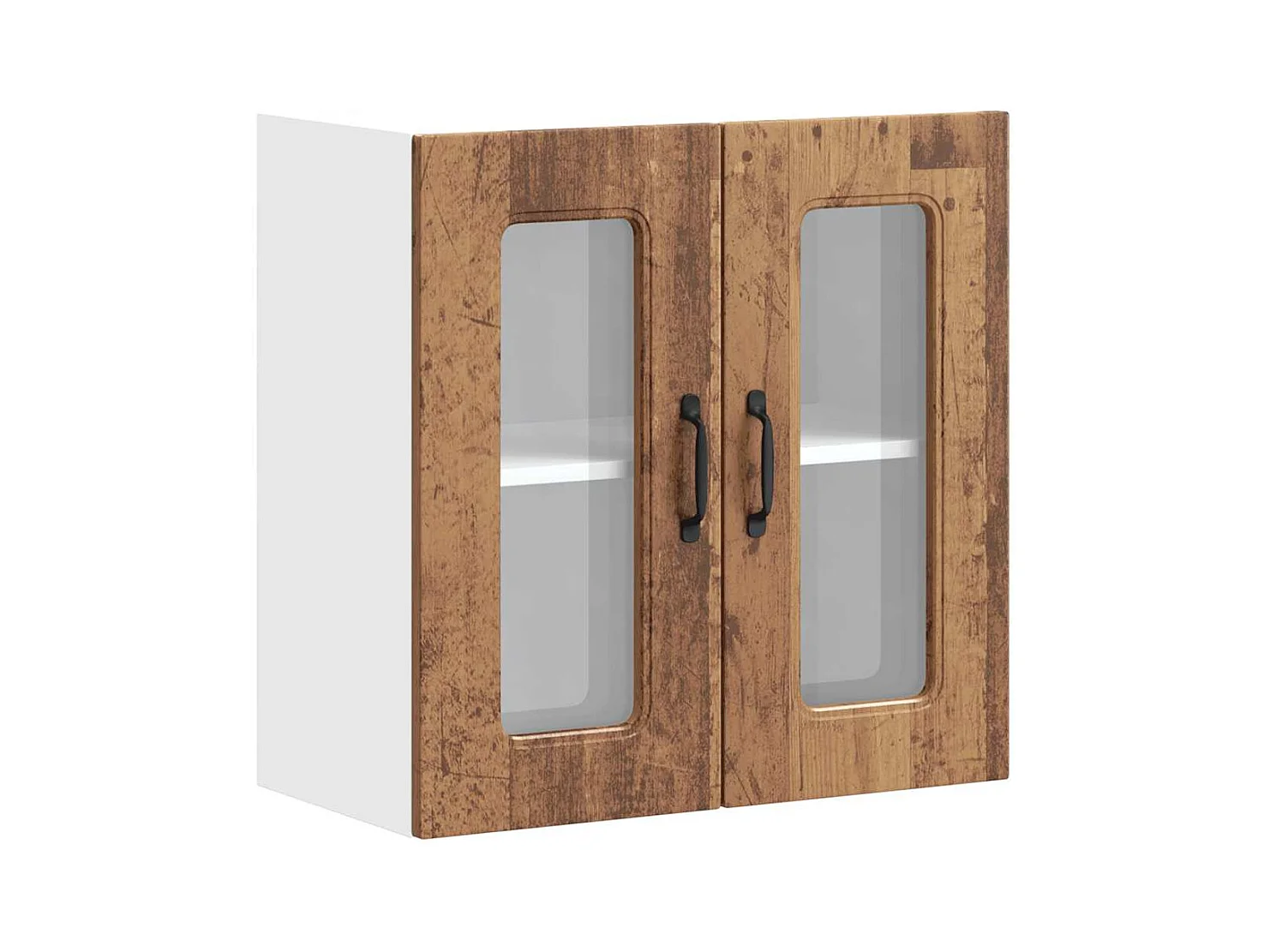 Armoire murale de cuisine avec porte vitrée "Kalmar" Bois d'ingénierie ancien