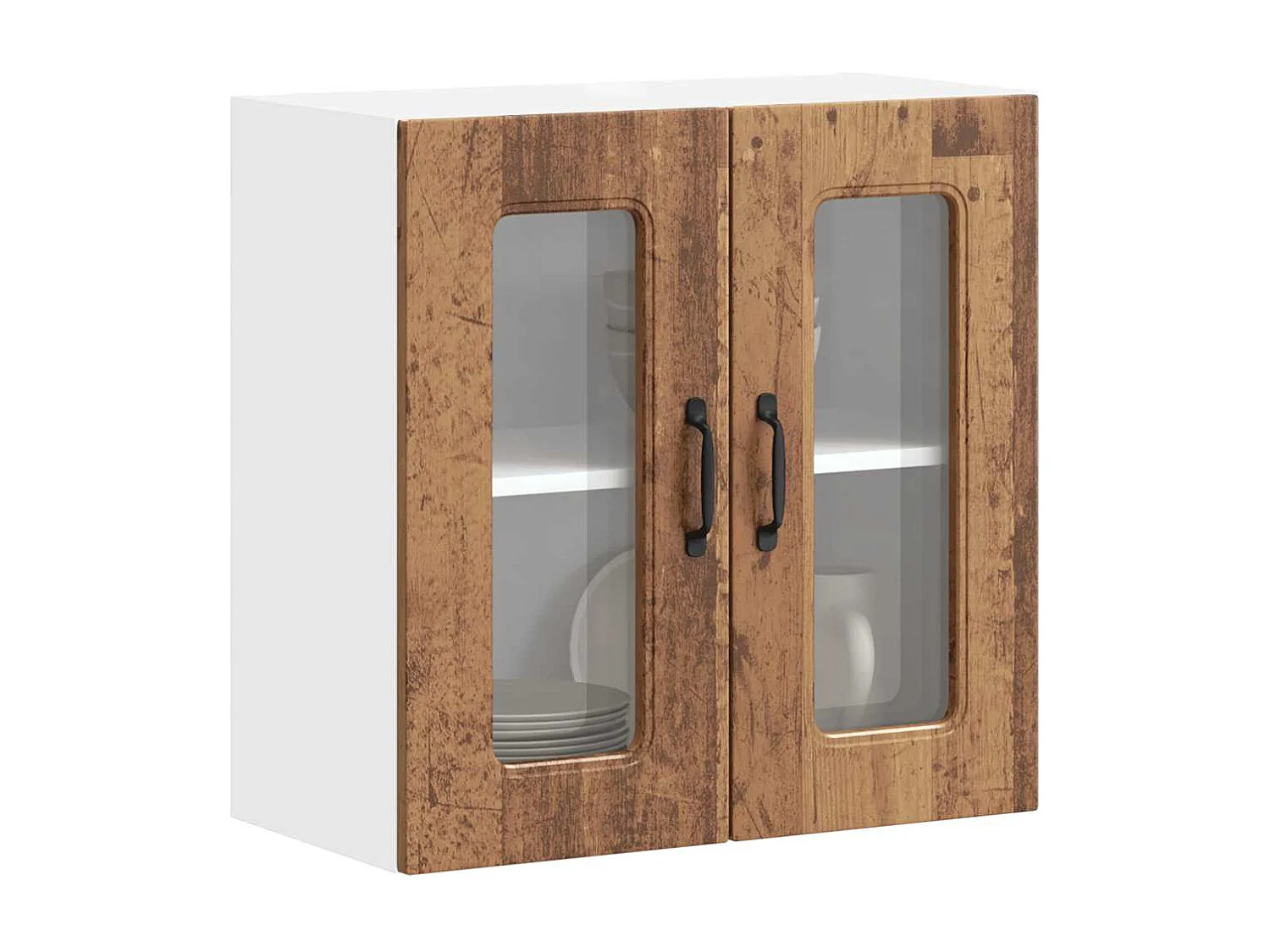 Armoire murale de cuisine avec porte vitrée "Kalmar" Bois d'ingénierie ancien