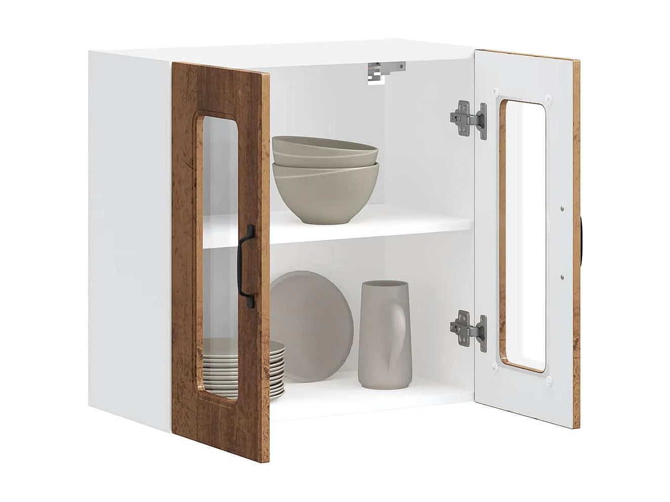 Armoire murale de cuisine avec porte vitrée "Kalmar" Bois d'ingénierie ancien