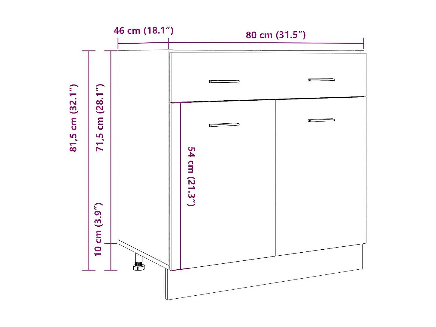Armoire à tiroirs "Lyon" Chêne artisanal 80 x 46 x 81,5 cm Bois d'ingénierie