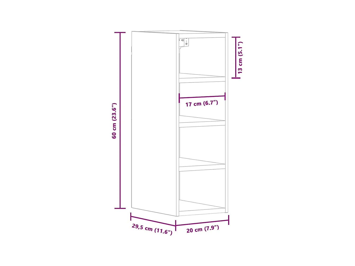 Hängeschrank Riga Weiß 20x29,5x60 cm Holzwerkstoff