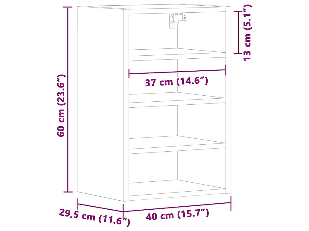 Armoire suspendue "Riga" Blanc 40 x 29,5 x 60 cm Bois d'ingénierie