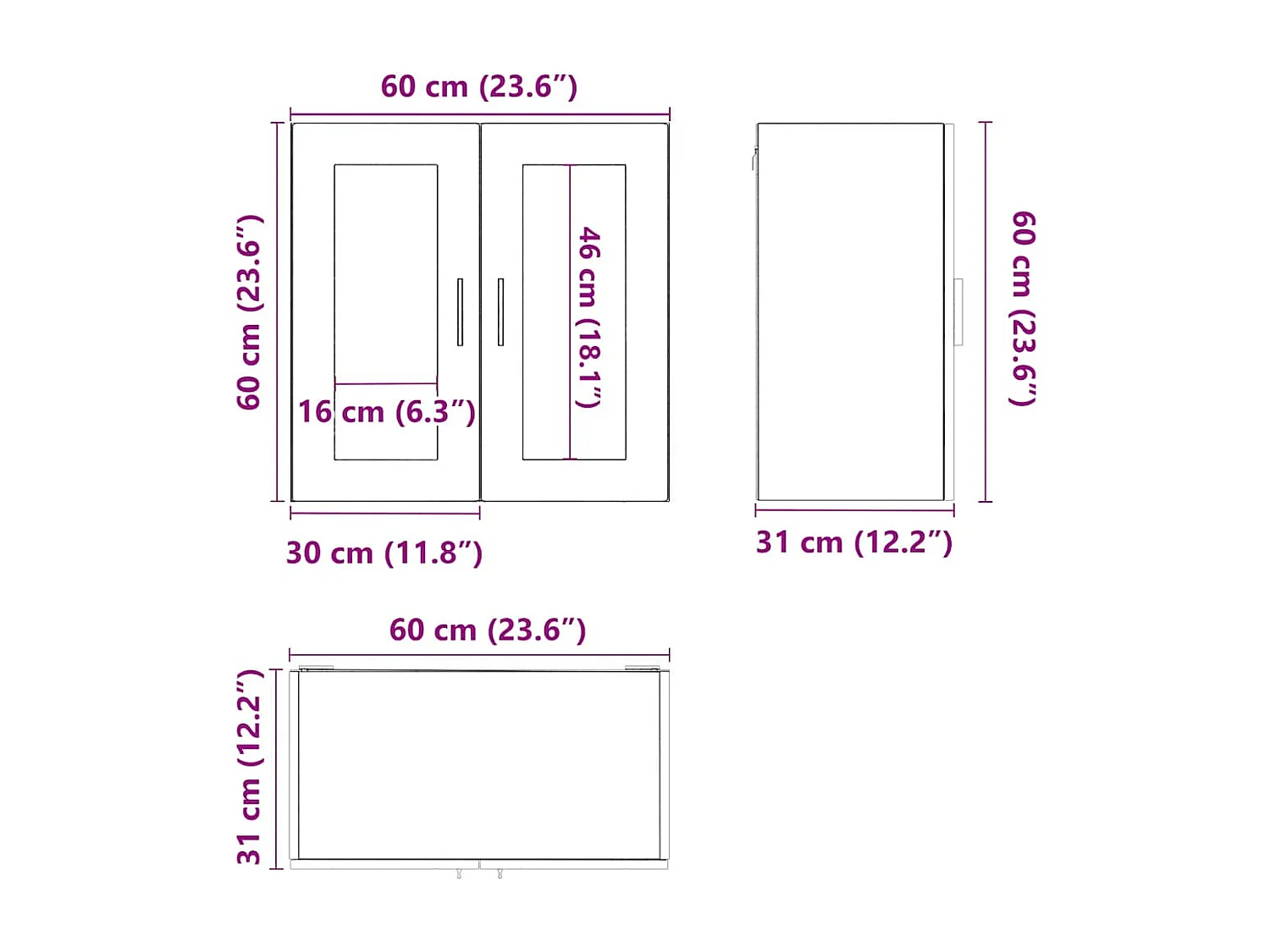 Pensile da Cucina con Porta in Vetro Porto Rovere Artigianale