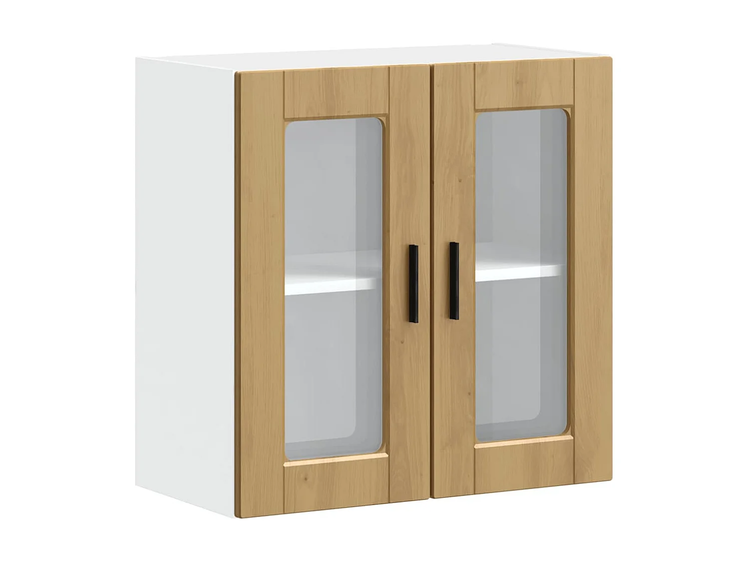 Armoire murale de cuisine porte en verre Porto chêne artisanal