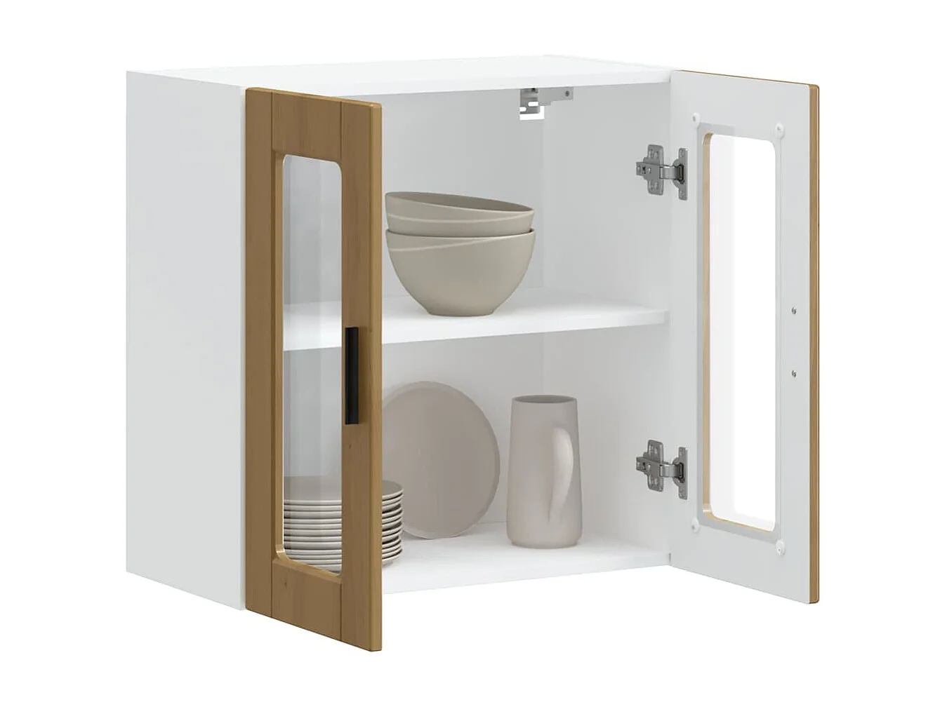 Armoire murale de cuisine porte en verre Porto chêne artisanal