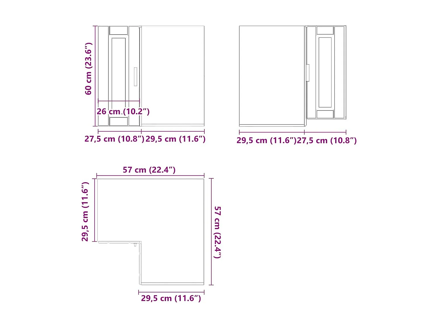 Armoire d'angle murale de cuisine Porto vieux bois