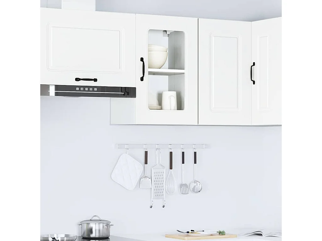 Armoire murale de cuisine avec porte en verre Kalmar blanc