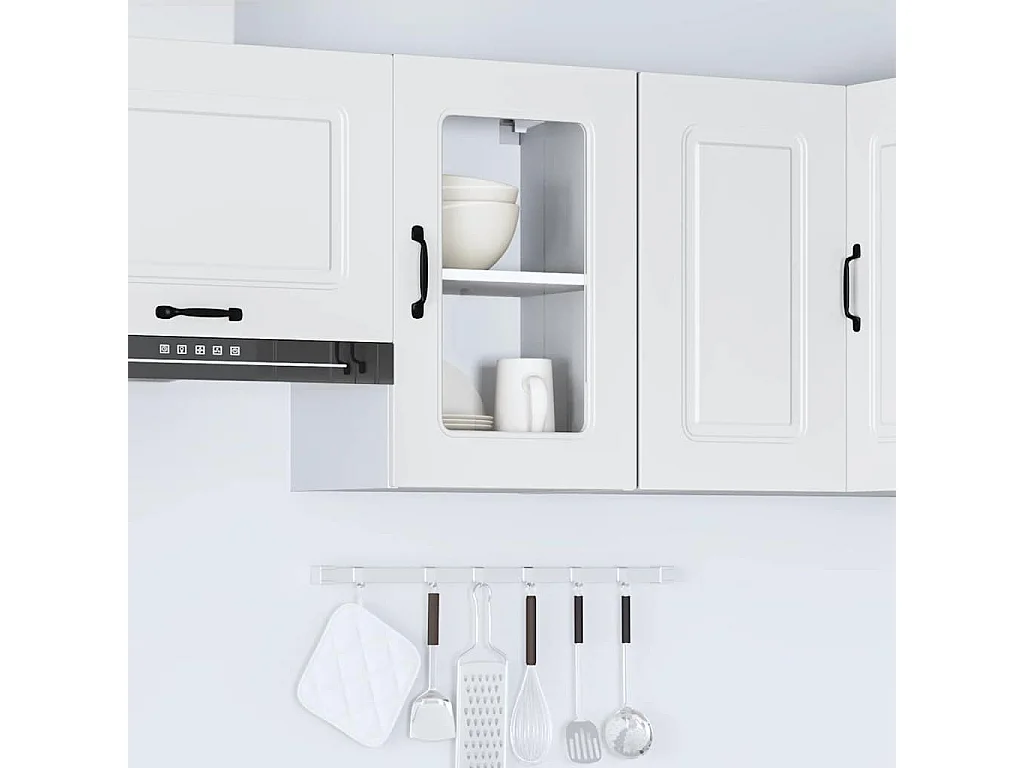 Armoire murale de cuisine avec porte en verre Kalmar blanc