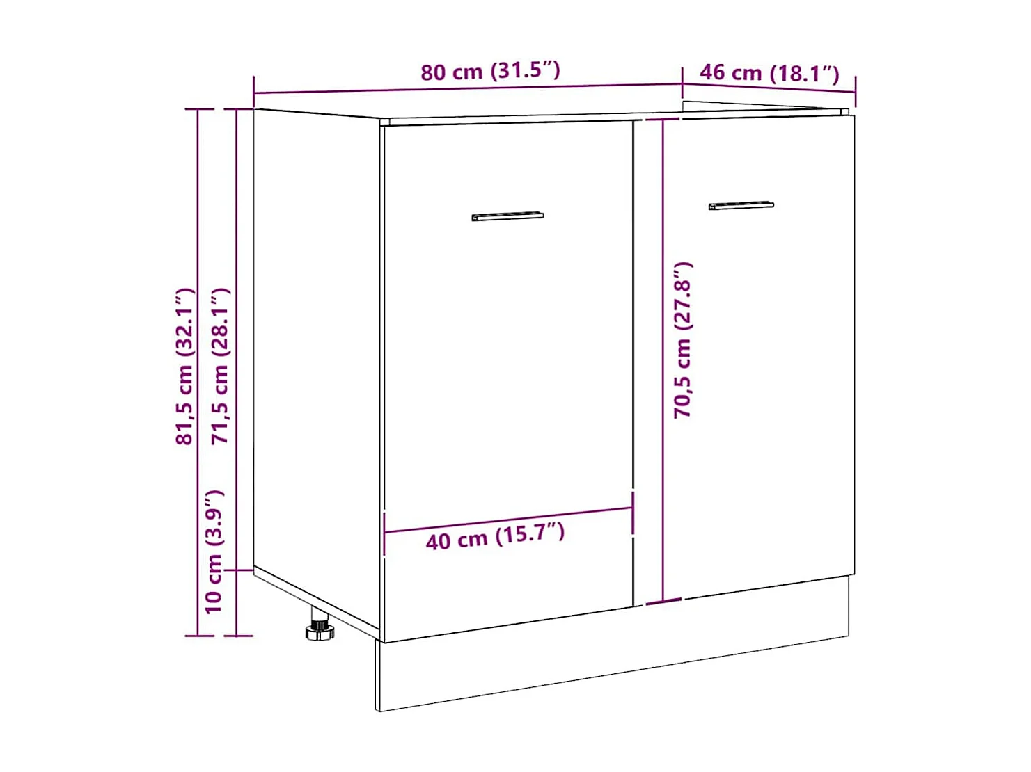Mobile Sottolavello “Lyon” Artigianale 80x46x81,5 cm
