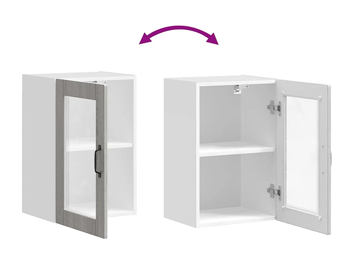 Armoire murale de cuisine avec porte en verre Porto sonoma gris