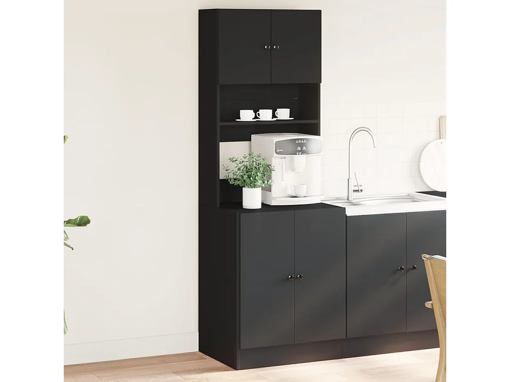 Armoire de cuisine noir 60x50x180 cm bois d'ingénierie