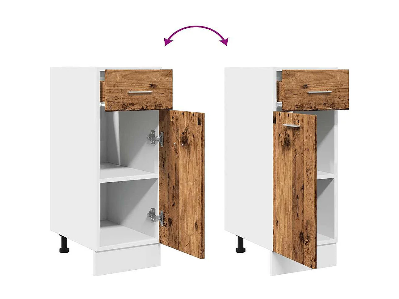 Mueble bajo con cajón "Lyon" de, madera vieja, 30 x 46 x 81,5 cm, madera de ingeniería