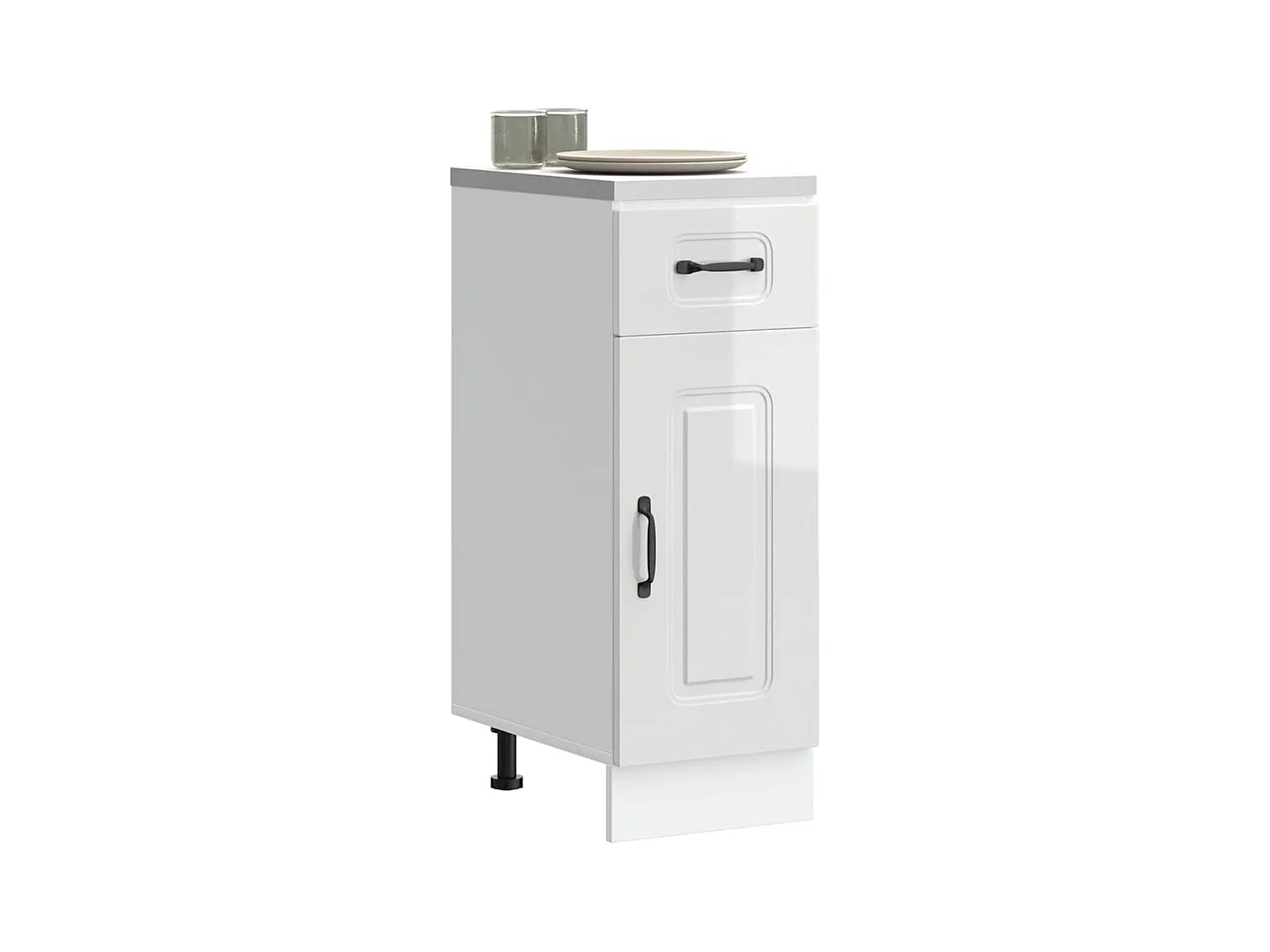 Armoire de cuisine Kalmar blanc brillant bois ingénierie