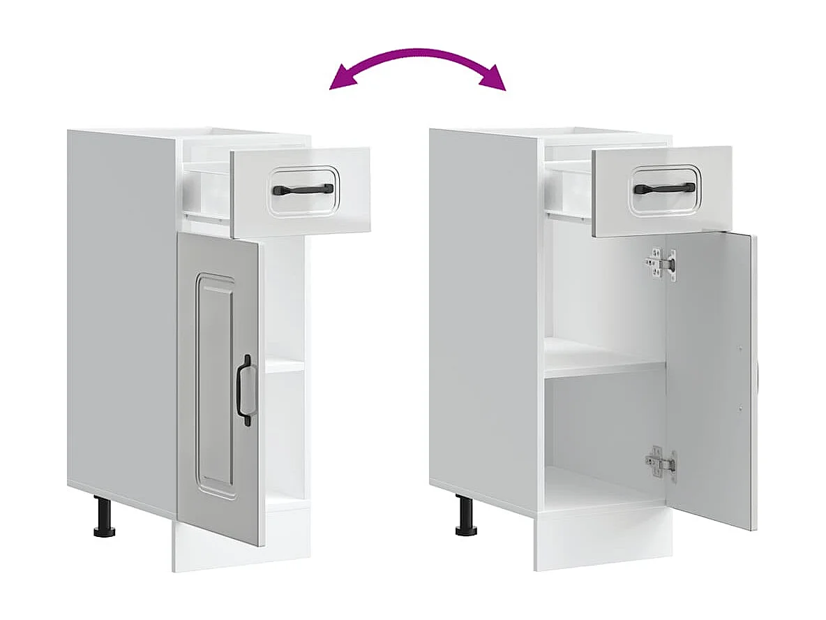 Armoire de cuisine Kalmar blanc brillant bois ingénierie