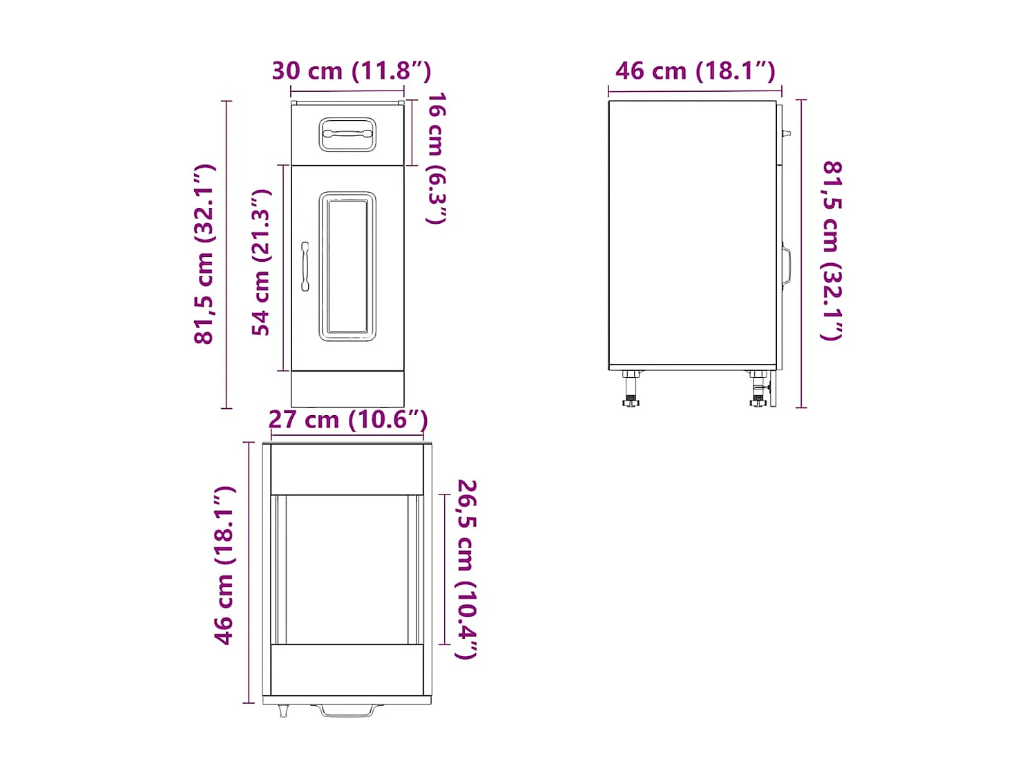Base da Cucina Kalmar Bianco Lucido in Legno Multistrato