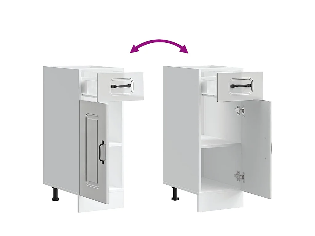 Armoire de cuisine Kalmar blanc brillant bois ingénierie