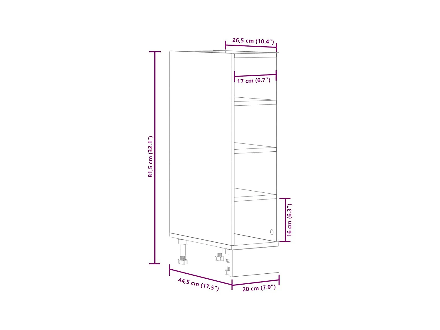 Meuble bas "Riga" Chêne fumé 20 x 44,5 x 81,5 cm Bois d'ingénierie
