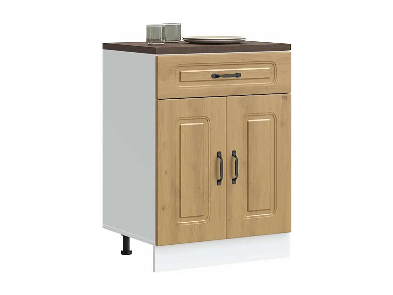 Armário de cozinha baixo Kalmar carvalho artesanal